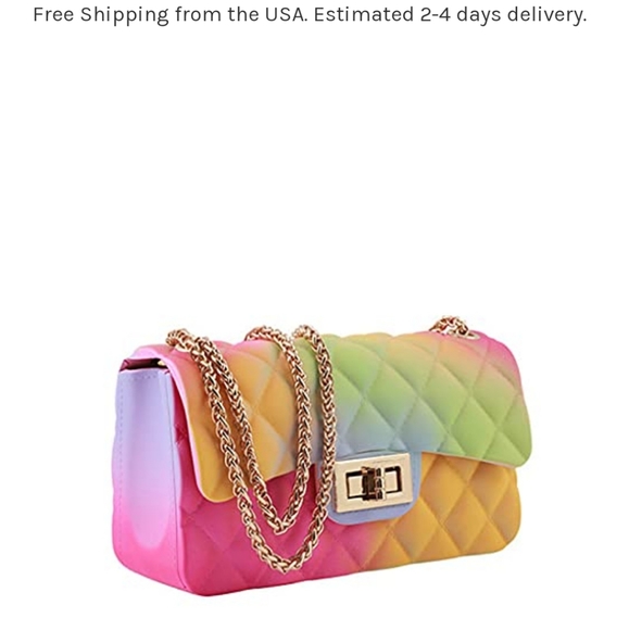 Large Designer Multicolor Ombre Diamond Quilted Jelly Shoulderbags - Picture 2 of 7